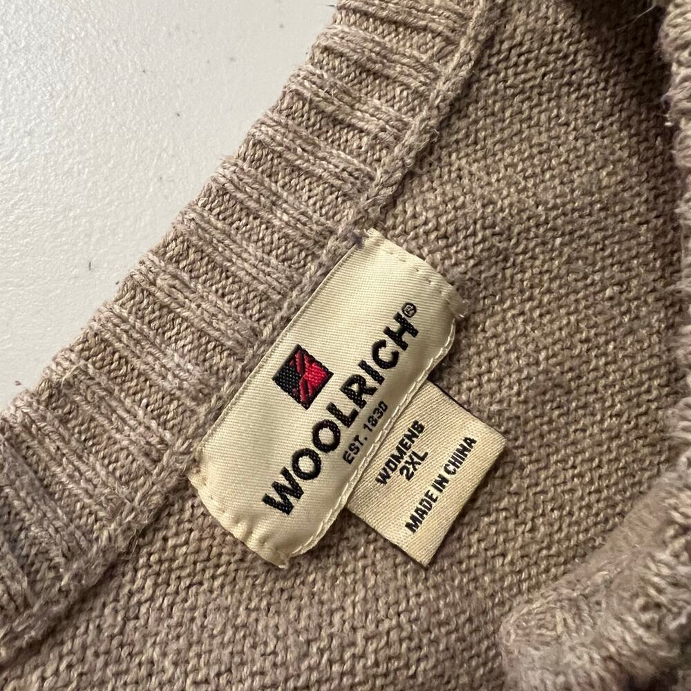 Woolrich Tan Fair Isle Cotton Woven Knit Button Cardigan Sweater Size 2X - Picture 7 of 11